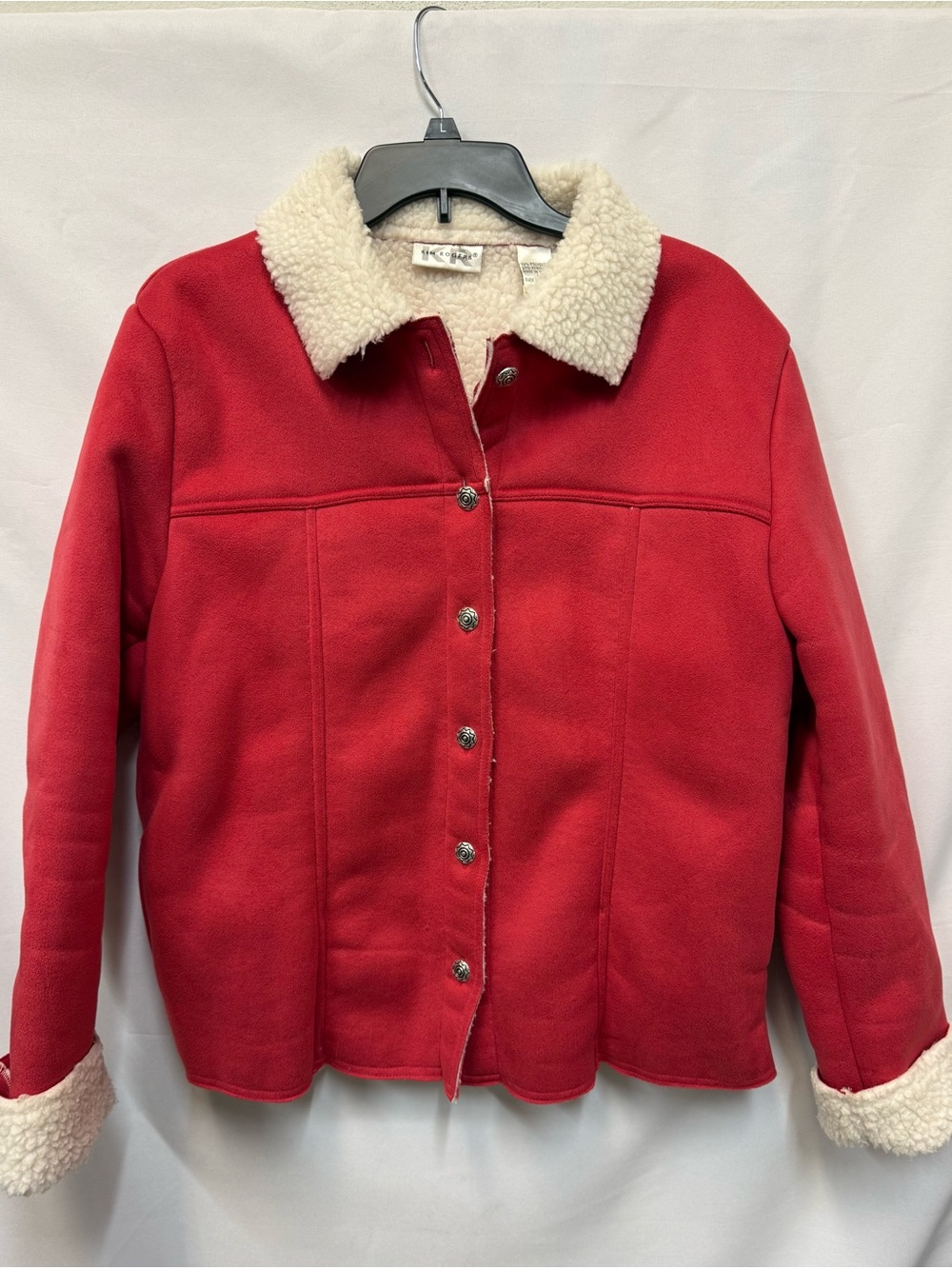 Vintage Kim Rogers Red Fleece Sherpa Lined Jacket Womens L